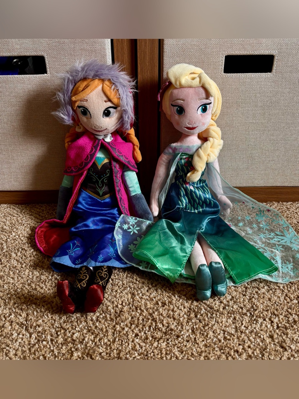 Disney Plush Anna Frozen & Elsa Frozen Fever 19” and 20” dolls
